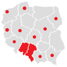 Map of Poland divided into voivodships